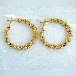 18k Yellow Gold Plated Hoop Earrings Jewelry Circular Earrings 18 Karat 18 Carat